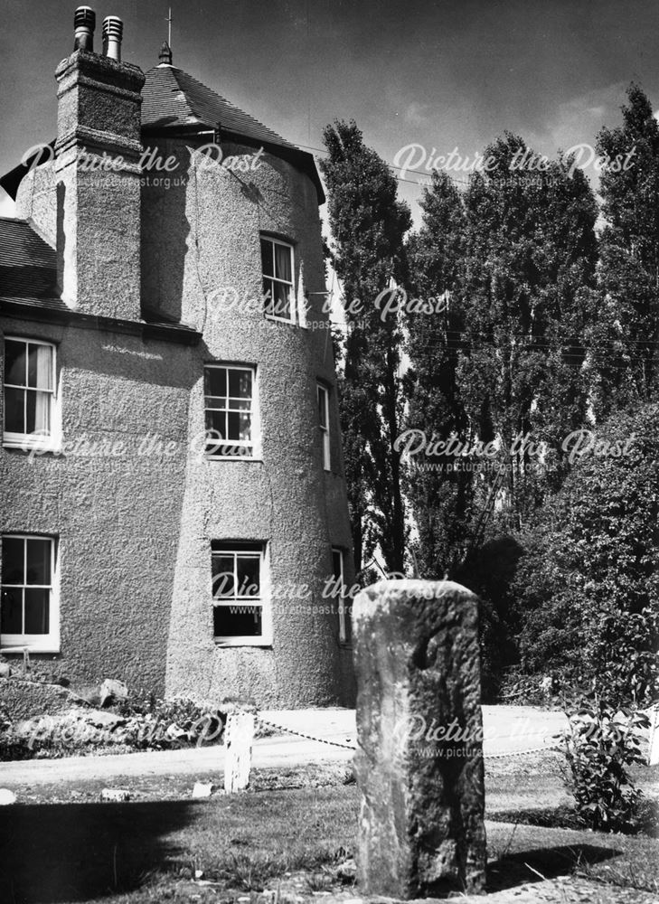 The former tower windmill showing stone post, Findern