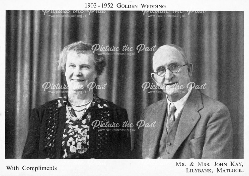 Mr and Mrs John Kay, Patrons of Lilybank Hydro, on their Golden Wedding