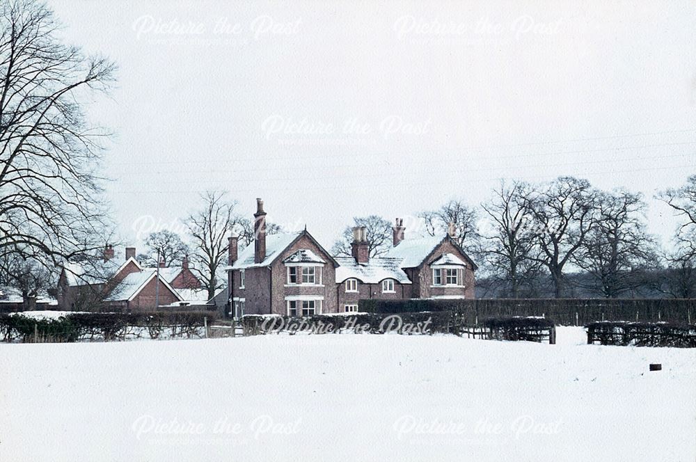 Scropton Vicarage Exterior in Snow, Scropton, Foston, 1969