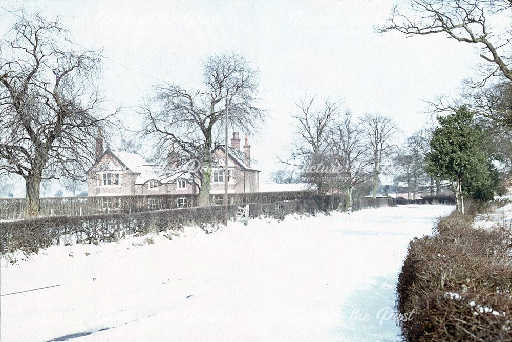 Scropton Vicarage Exterior in Snow from Road, Scropton, Foston, 1969