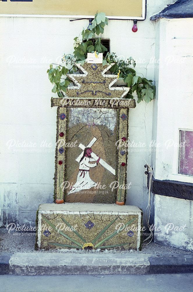 'To Calvary' Well Dressing, George Hotel, Coldwell Street, Wirksworth, 1966