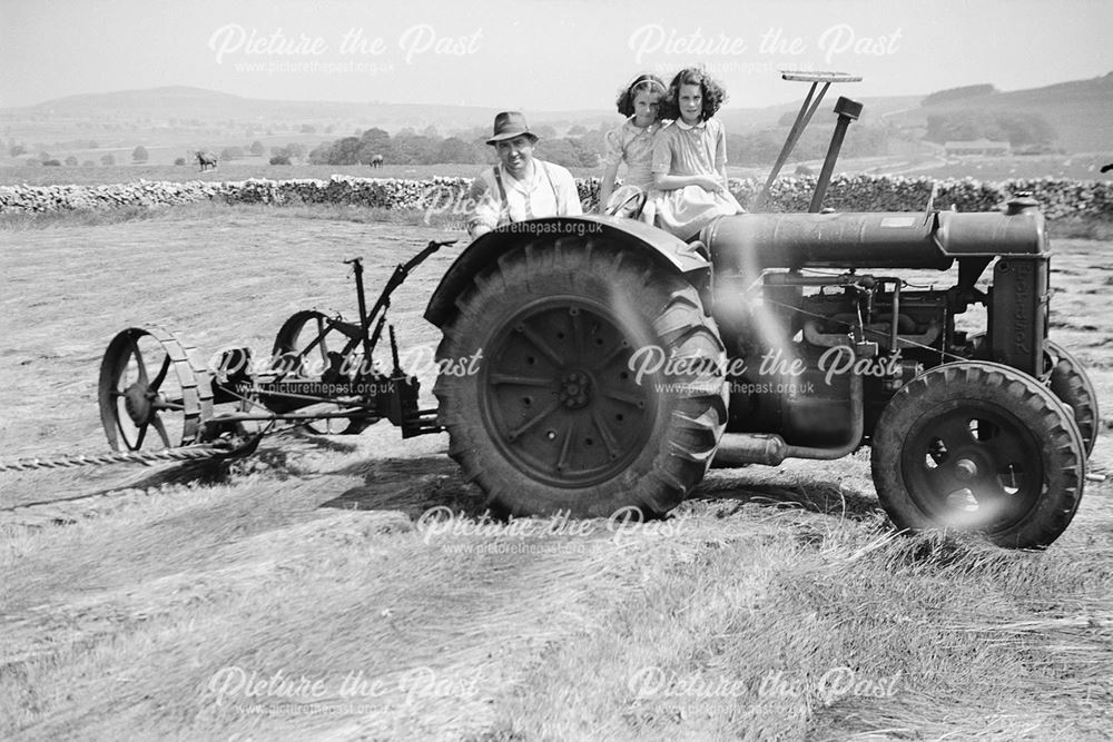 Pat on the tractor, Chelmorton, June 1945