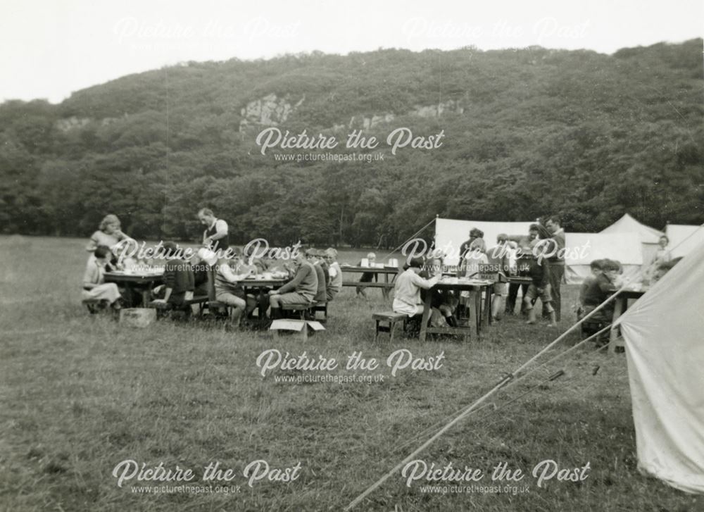 Lunch in the Field, Amber Valley Camp, Woolley Moor, c 1940s?