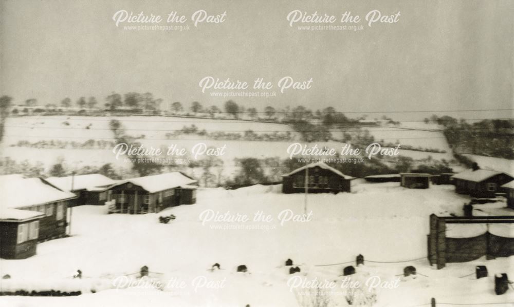 View of Camp in Snow, Amber Valley Camp School, Woolley Moor, 1947