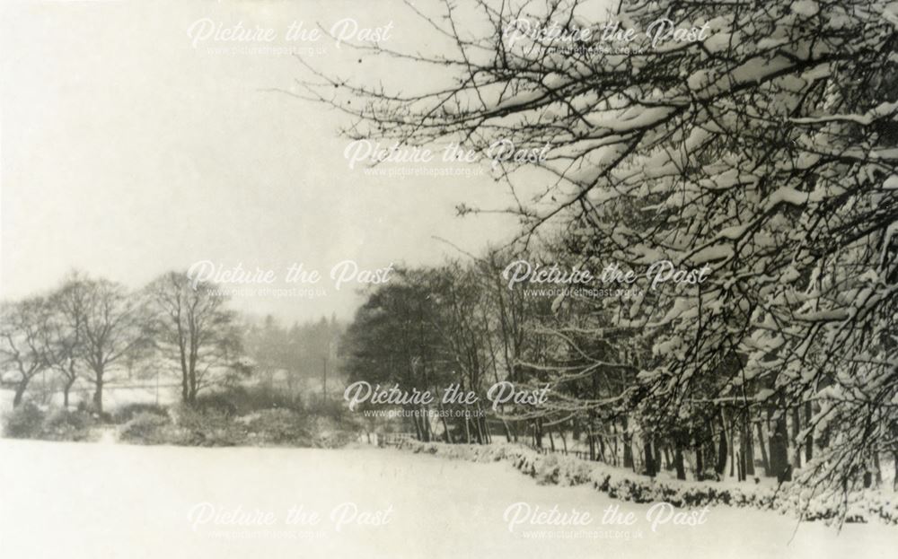 Snow scene, Amber Valley Camp School, Woolley Moor, 1947