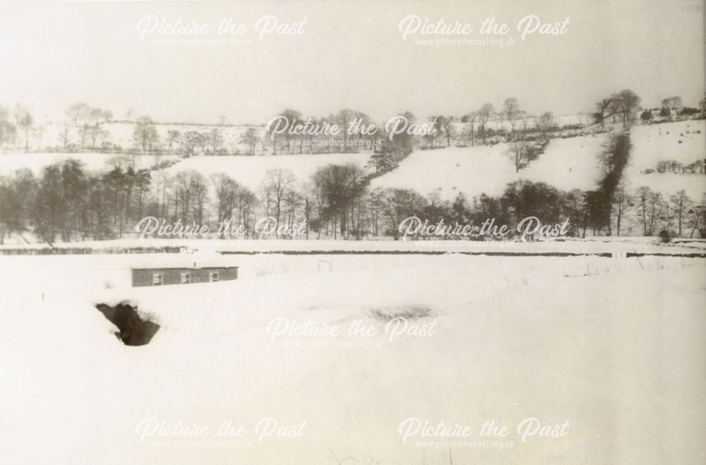 View of Camp in Snow, Amber Valley Camp School, Woolley Moor, 1947