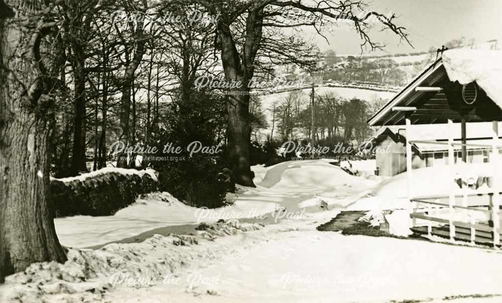 A Dormitory Building in the Snow at Amber Valley Camp School, Woolley Moor, 1947