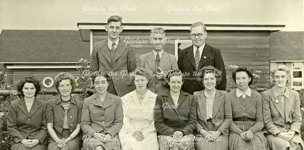 Group of Staff, Amber Valley Camp School, Woolley Moor, c 1940s-50s
