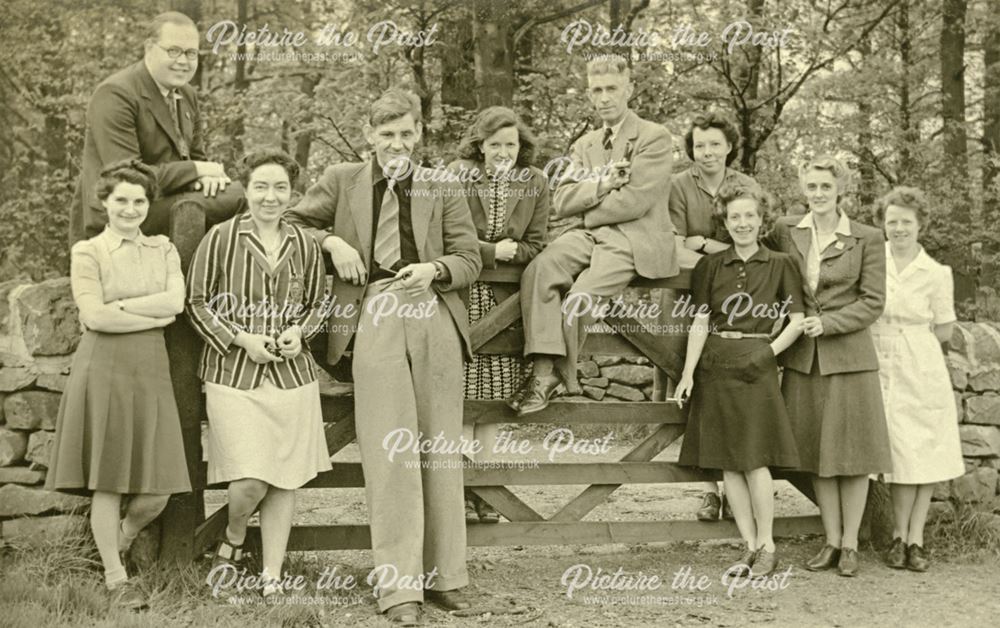 Group of Staff, Amber Valley Camp School, Woolley Moor, c 1940s-50s