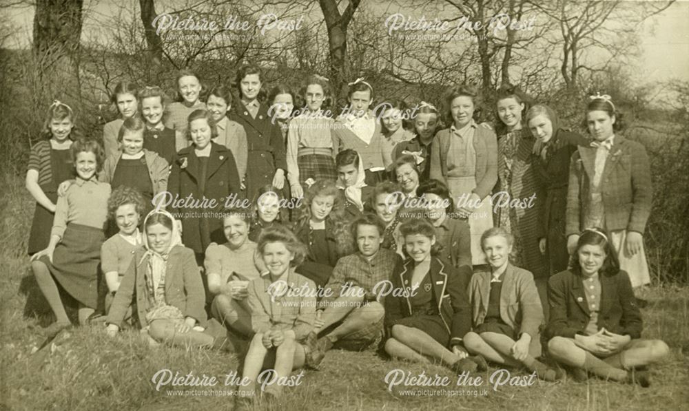 Group of Girls, Amber Valley Camp School, Woolley Moor, c 1940s-50s