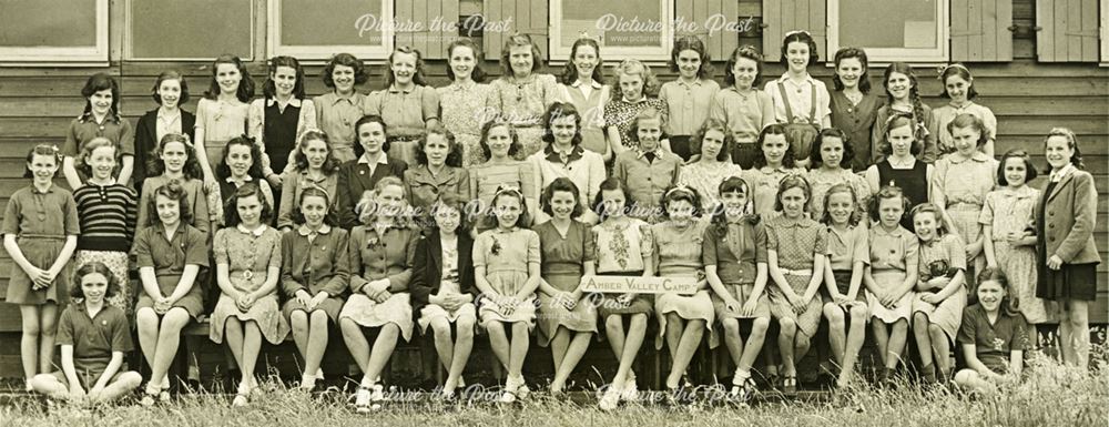 Girls at camp, Amber Valley Camp School, Woolley Moor, June-July 1946