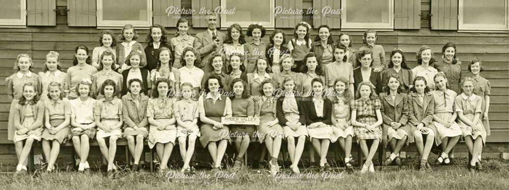 Girls at camp, Amber Valley Camp School, Woolley Moor, September-October 1946