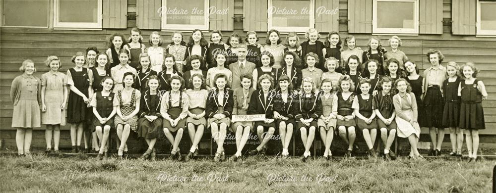 Girls at camp, Amber Valley Camp School, Woolley Moor, October-November 1946