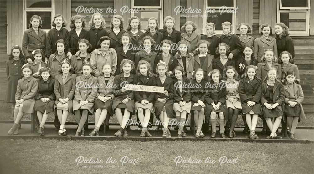 Girls at camp, Amber Valley Camp School, Woolley Moor, March-April 1947