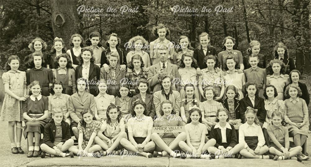 Girls at camp, Amber Valley Camp School, Woolley Moor, May-June 1947