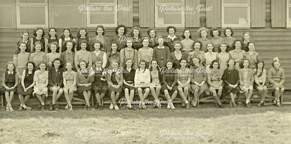 Girls at camp, Amber Valley Camp School, Woolley Moor, April-May 1947