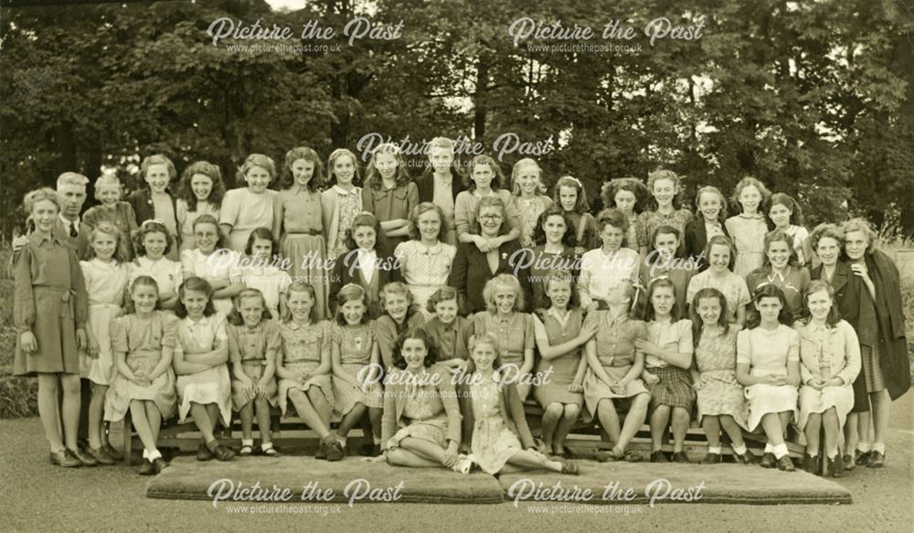 Girls at camp, Amber Valley Camp School, Woolley Moor, c 1940s-50s