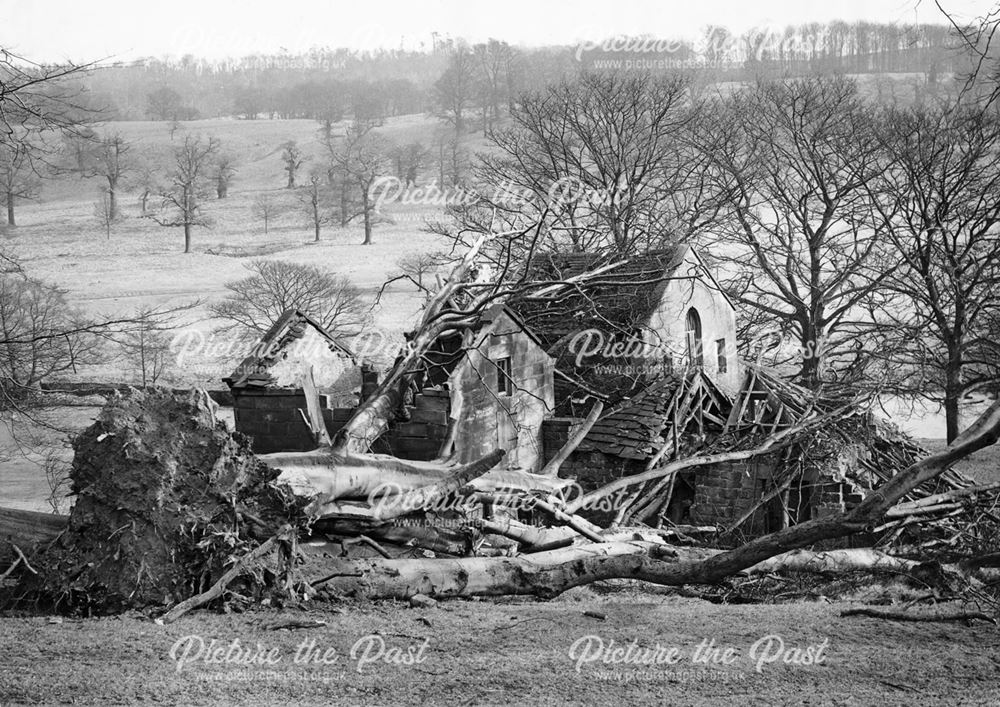 Wind damage, The Old Mill, Carlton Lees, Chatsworth, 1962