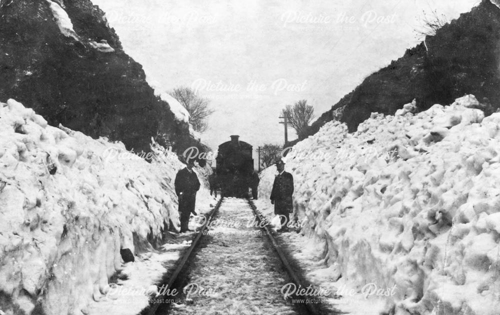 Track in the snow, Cromford and High Peak Railway, Cromford, early 20th century