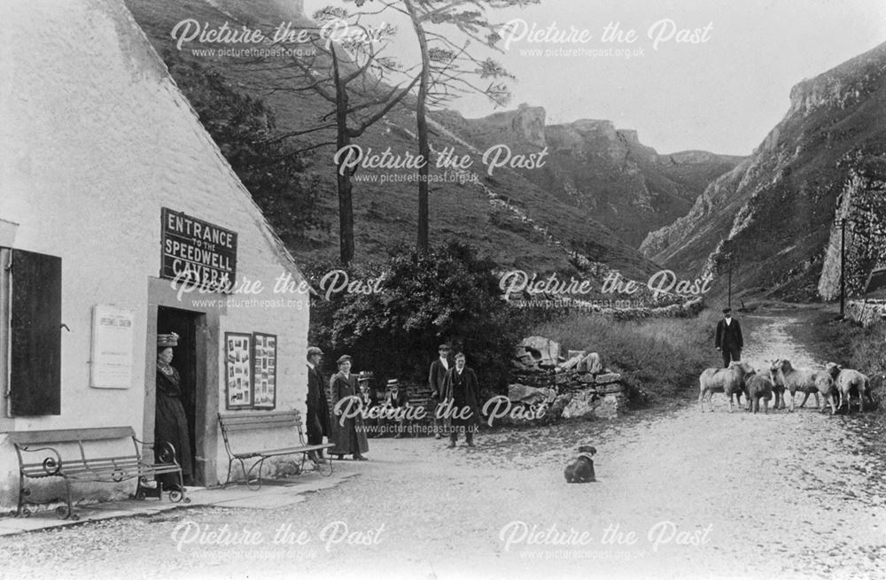 Entrance to Speedwell Cavern, Winnats Pass, Castleton, 1909