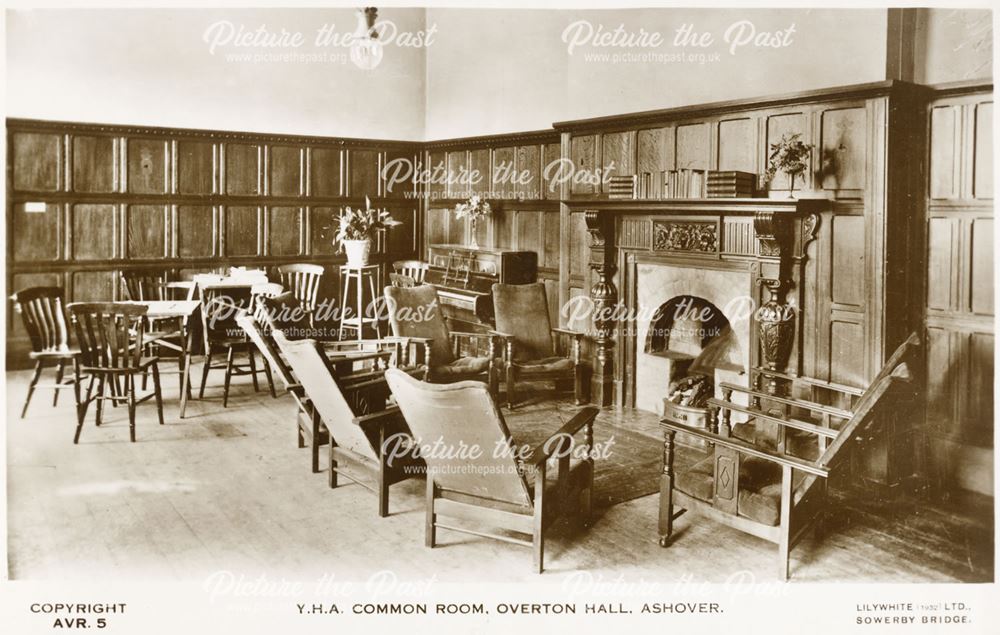 YHA Common Room, Overton Hall, Ashover, Derbyshire, c 1930s