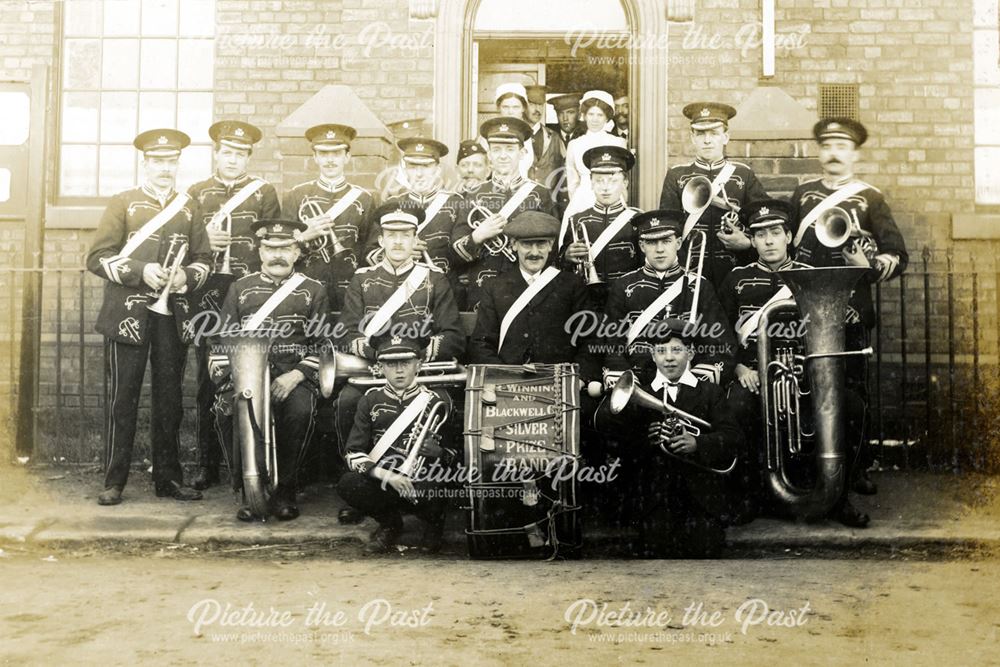 B Winning and Blackwell Silver Prize Band outside the Brigade Hall