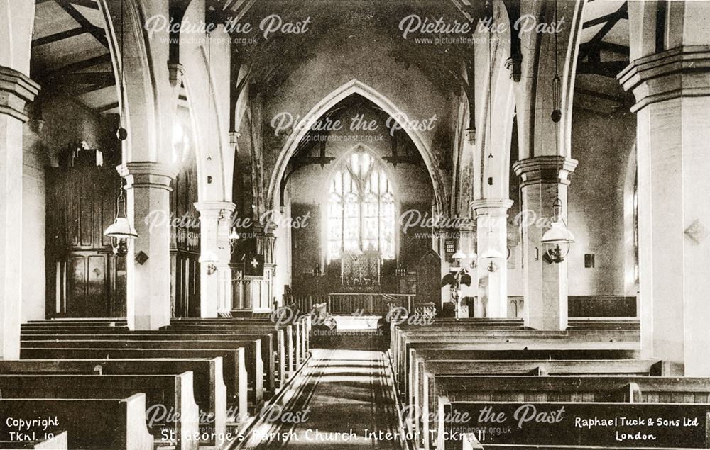 Interior of St Georges Parish Church, Church Lane,Ticknall, 1930's