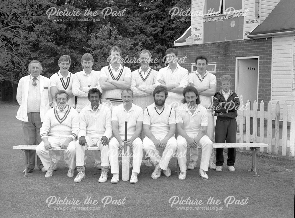 Cricket Team outside Shipley Hall Cricket Club, Shipley, c 1980s