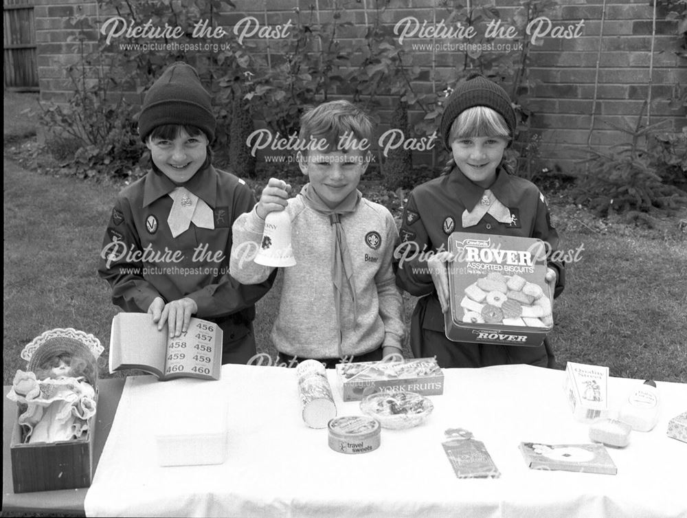 Brownies and a Beaver with Raffle Prizes, Ilkeston, c 1980s