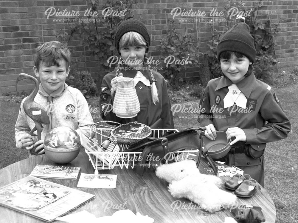Brownies and a Beaver with Raffle Prizes, Ilkeston, c 1980s