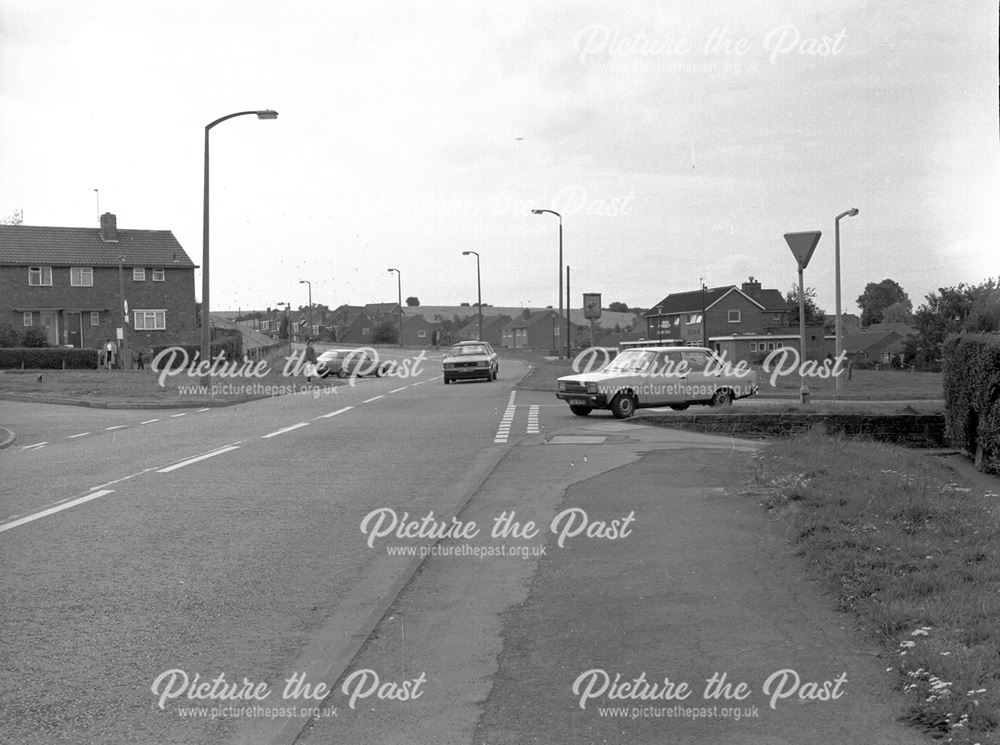 Road Junction near Cat and Fiddle Pub, Ladywood Road, Kirk Hallam, llkeston, c 1980s