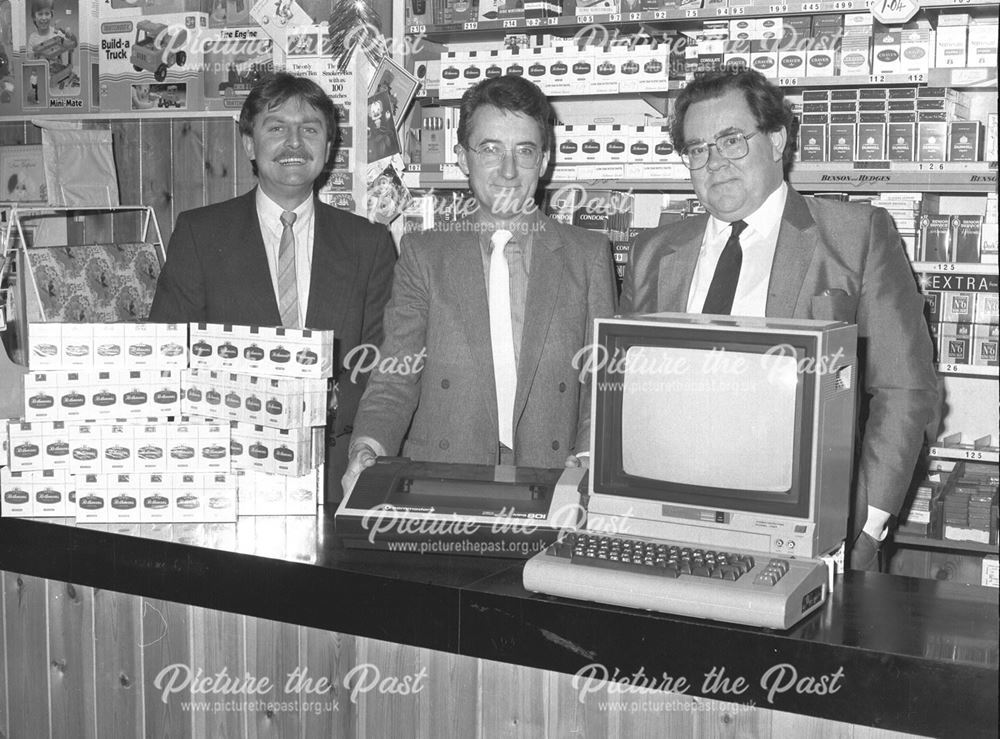 Commodore Computer in Tobacconists shop, Ilkeston, c 1980s