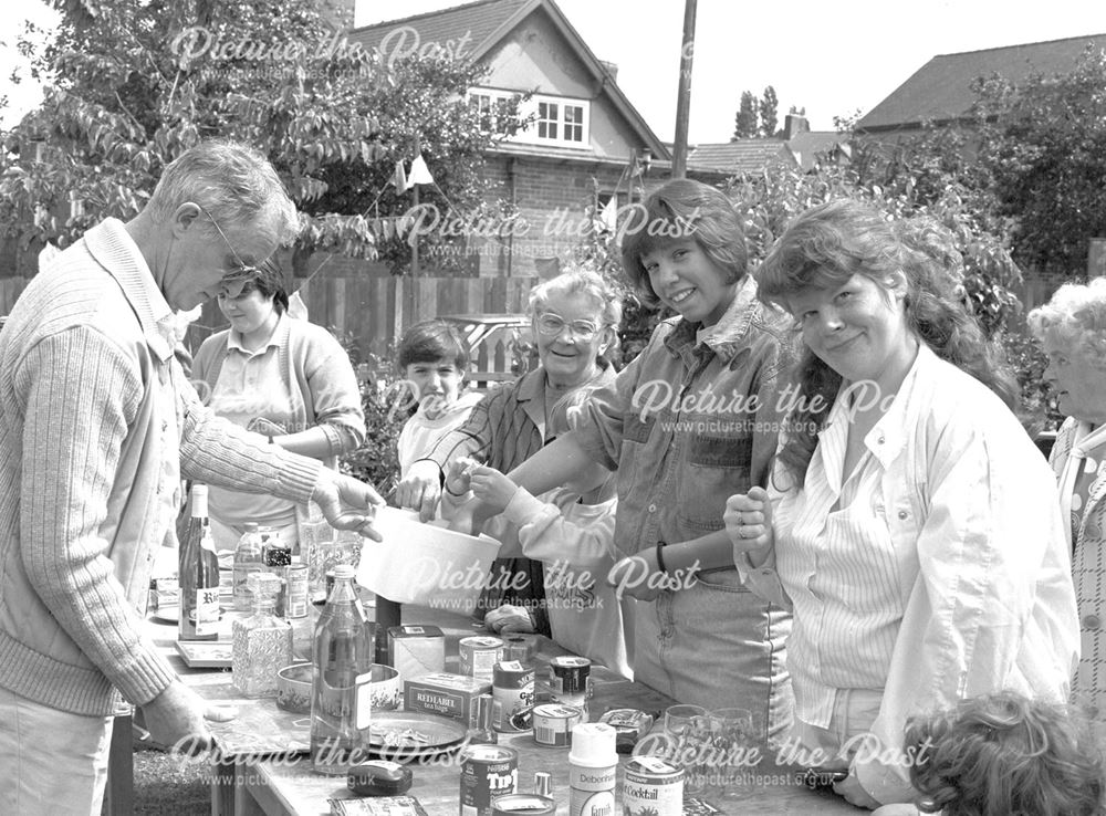 Tombola Stall at a Summer Fair, Ilkeston, c 1980s