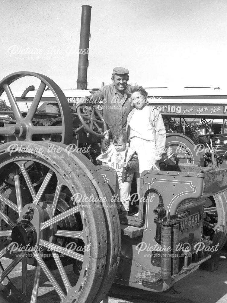 Mr C Bosworth and Family on a 1920's Foster Traction Engine, Ilkeston, c 1980s