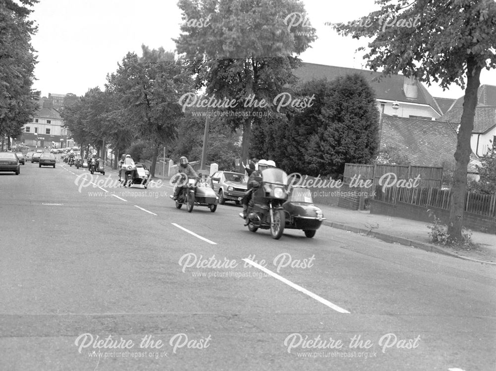 Motorcycle and Three-Wheeler Parade, Heanor Road, Ilkeston, 1980s