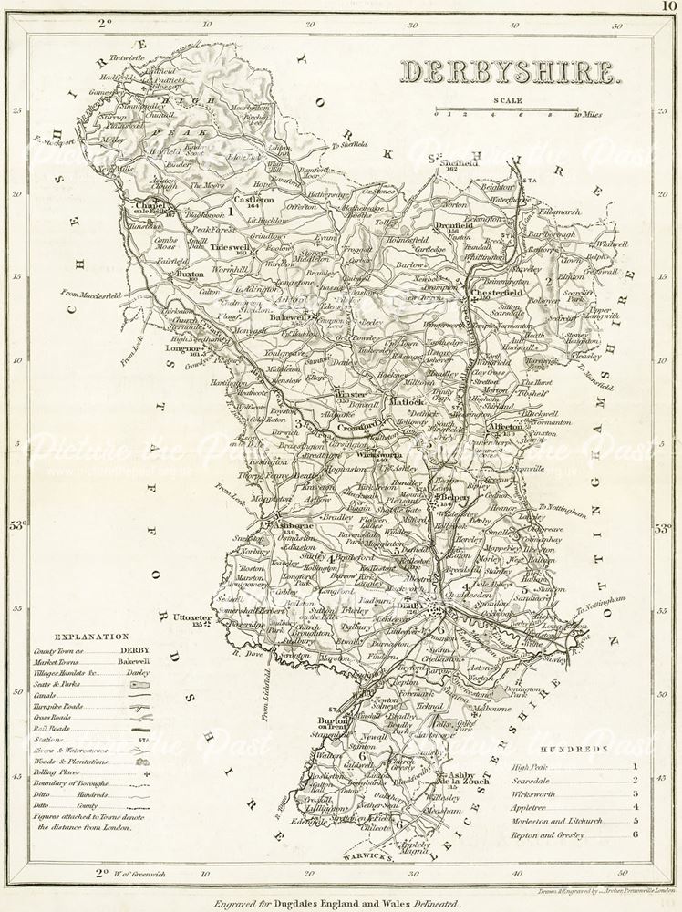 Map of Derbyshire, 1848