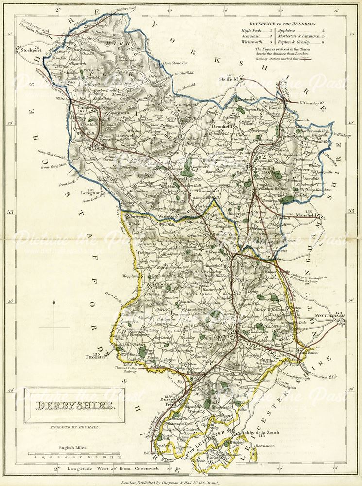 Map of Derbyshire, 1847