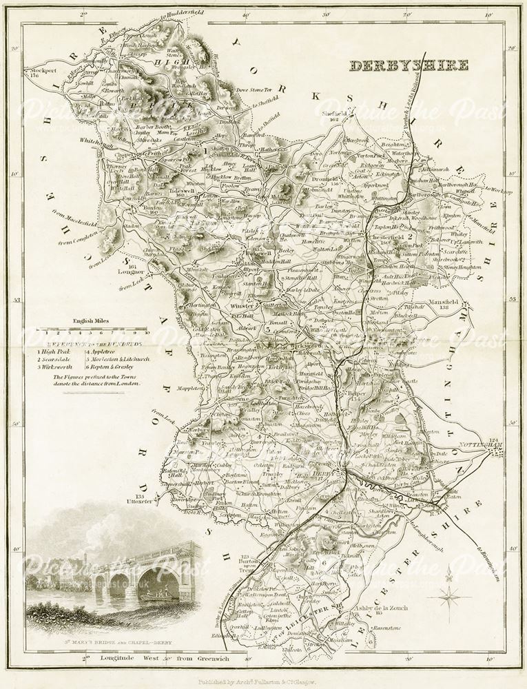 Map of Derbyshire, 1845