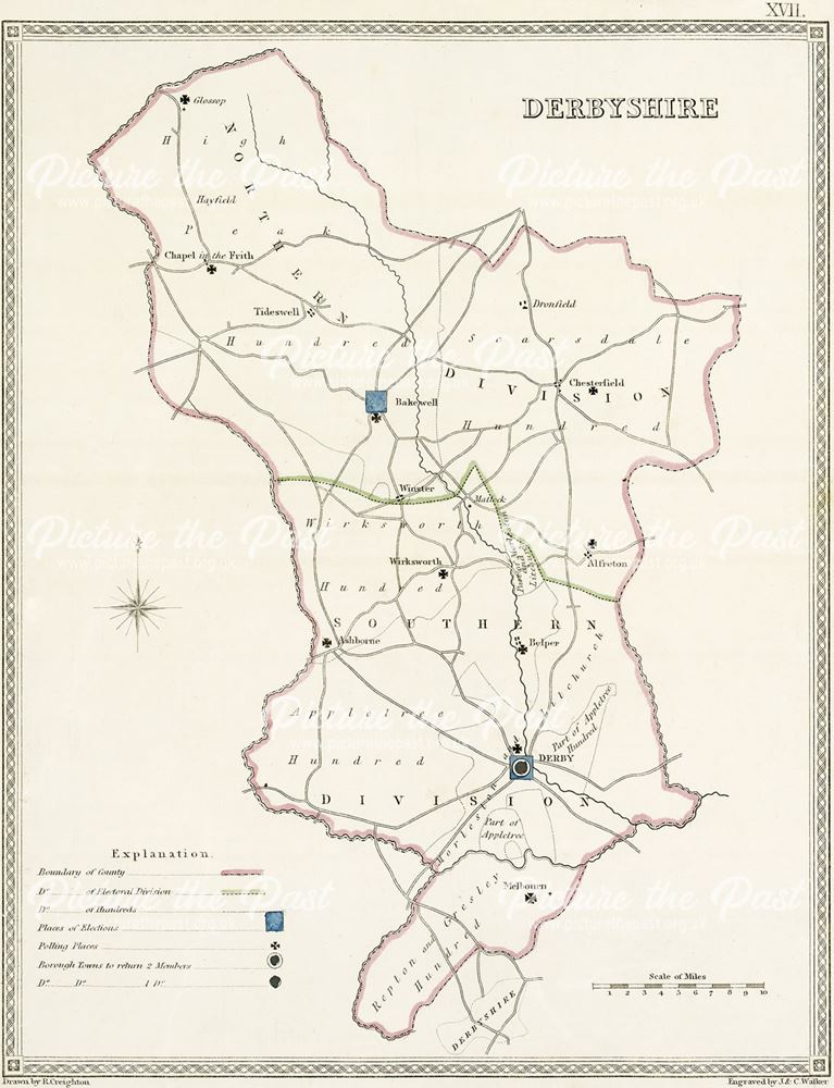 Map of Derbyshire, c 1830