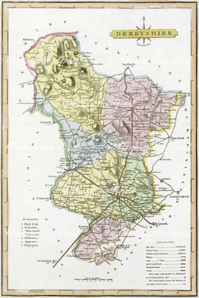 Map of Derbyshire, 1819
