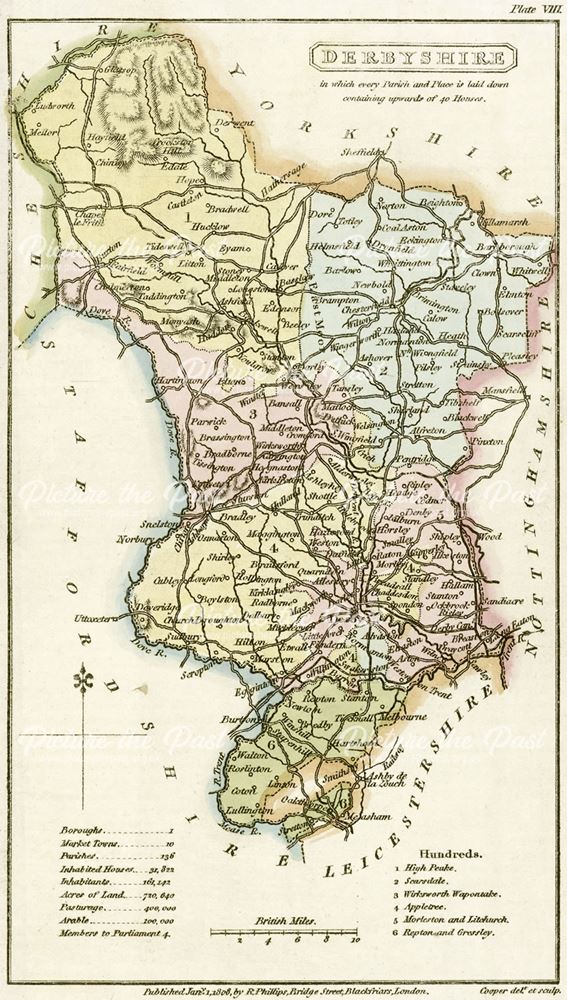 Map of Derbyshire, 1808