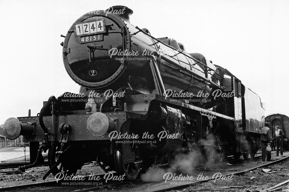 Steam loco 48151, Midland Railway Station, Railway Terrace, Derby, 1988