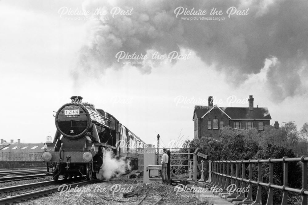 Steam loco 48151, Midland Railway Station, Railway Terrace, Derby, 1988