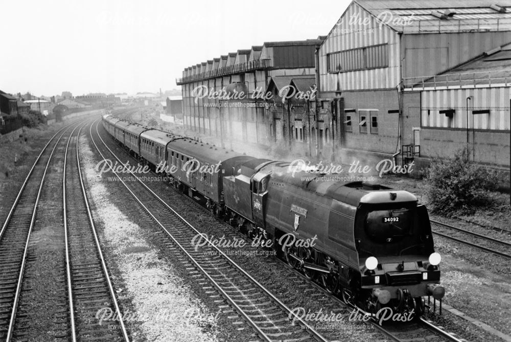 Steam loco City of Wells, near Osmaston Road, Derby, 1988