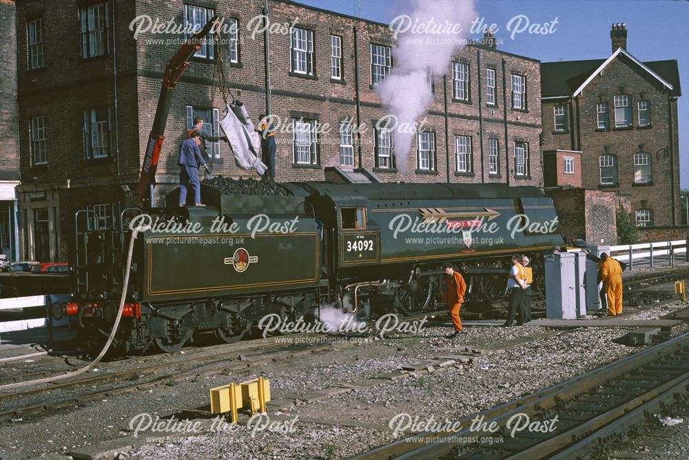 Steam loco City of Wells, Midland Railway Station, Railway Terrace, Derby, 1988