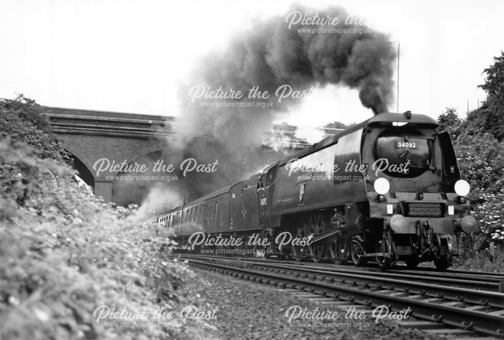 Steam loco City of Wells, Osmaston Park Bridge, Derby, 1988