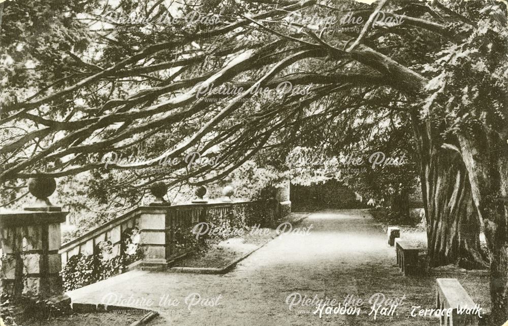 Terrace at Haddon Hall, Bakewell, c 1900s