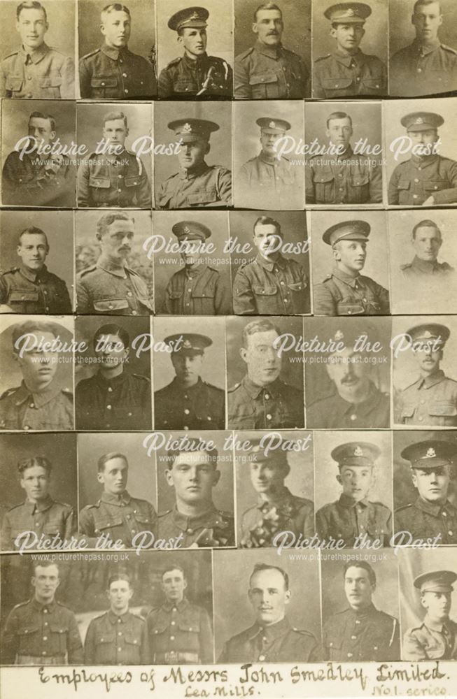 Employees in uniform, no 1 series, Lea Mills, Lea, nr Matlock, c 1915