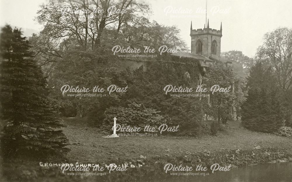 Frederick Arkwright's grave, St Mary's Church, off Mill Road, Cromford, c 1925