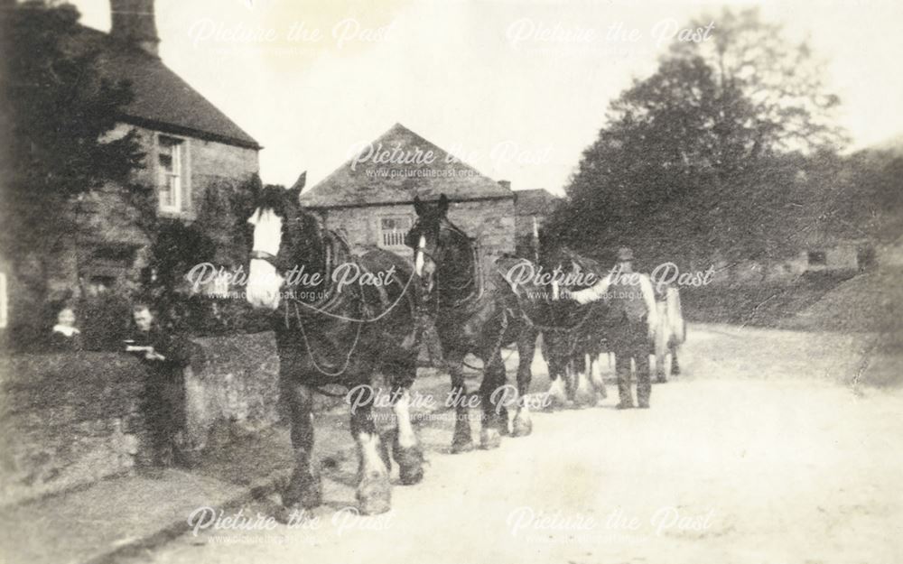 Horses and cart, Church Lane, Rowsley, c early 1900s?